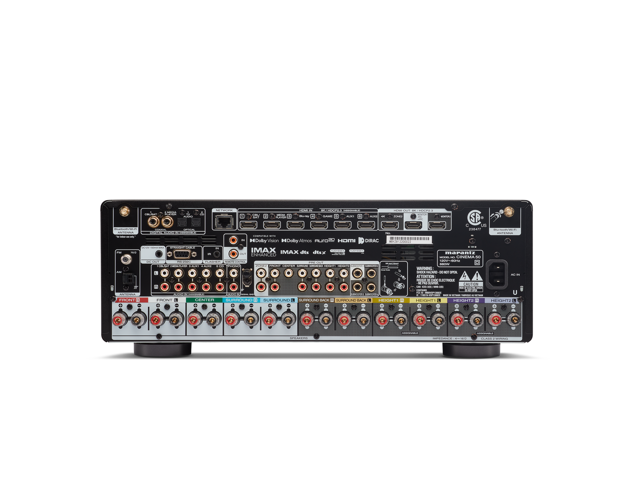 MARANTZ CINEMA 50 – Receiver AV 8k, 9.4 Canais, Dolby Atmos