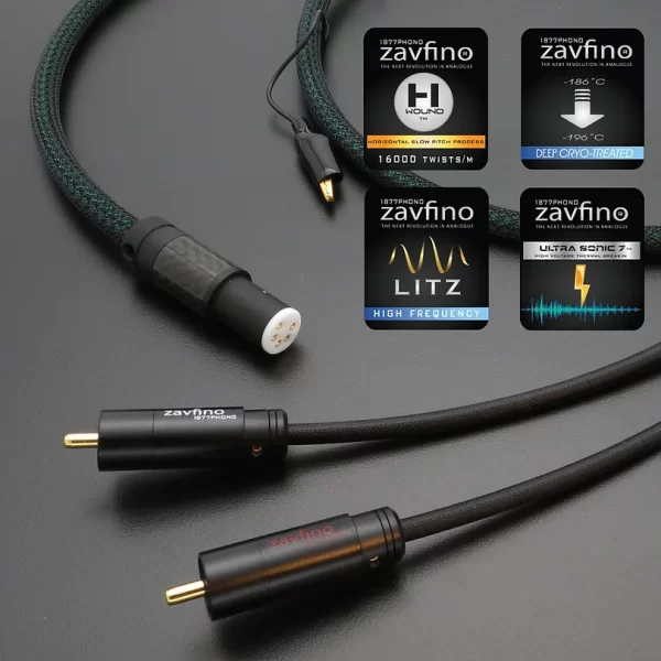 ZAVFINO THE Highlands MKII PURE SILVER LITZ CONSTRUCTION TONEARM CABLE