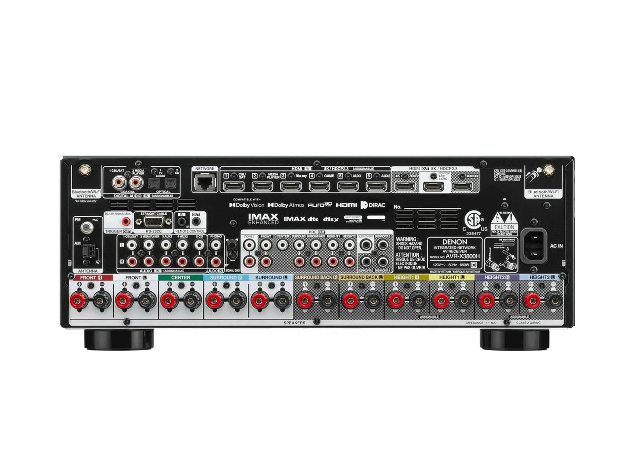 DENON AVR-X3800H - Receiver AV 8K de 9,4 Canais, com HEOS® integrado e Dolby Atmos, 105 Watts - Imagem 2