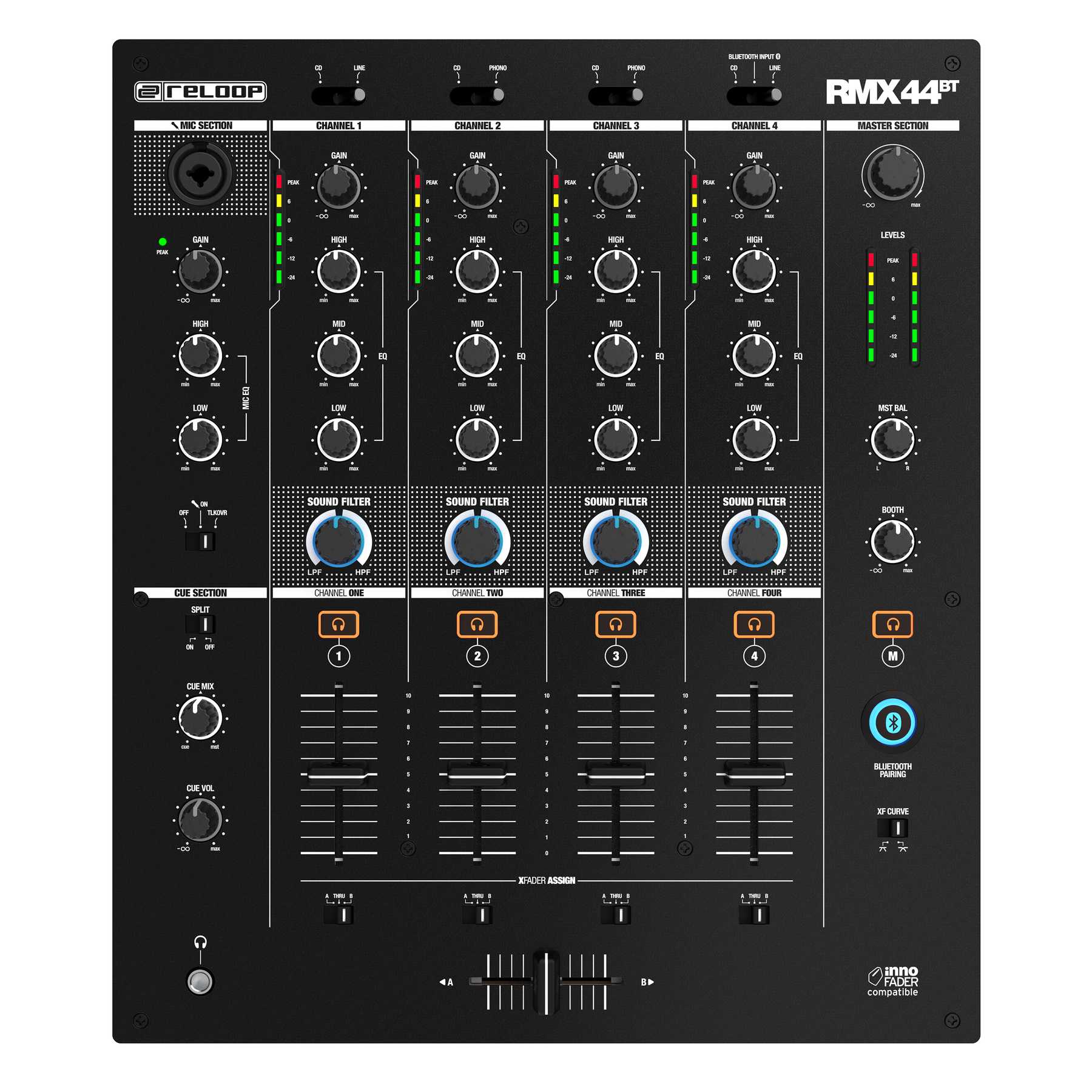 RELOOP RMX44 BT - Mixer de DJ Club, Bluetooth, 4 canais - Imagem 2