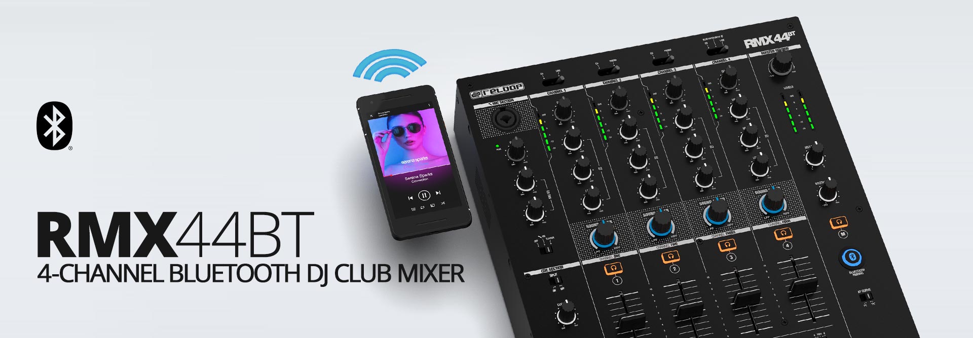 RELOOP RMX44 BT - Mixer de DJ Club, Bluetooth, 4 canais