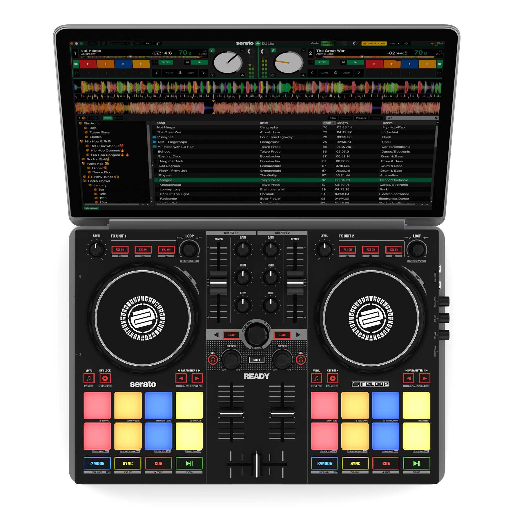 RELOOP Ready – Controlador Dj Compacto de 2 Decks Projetado para
