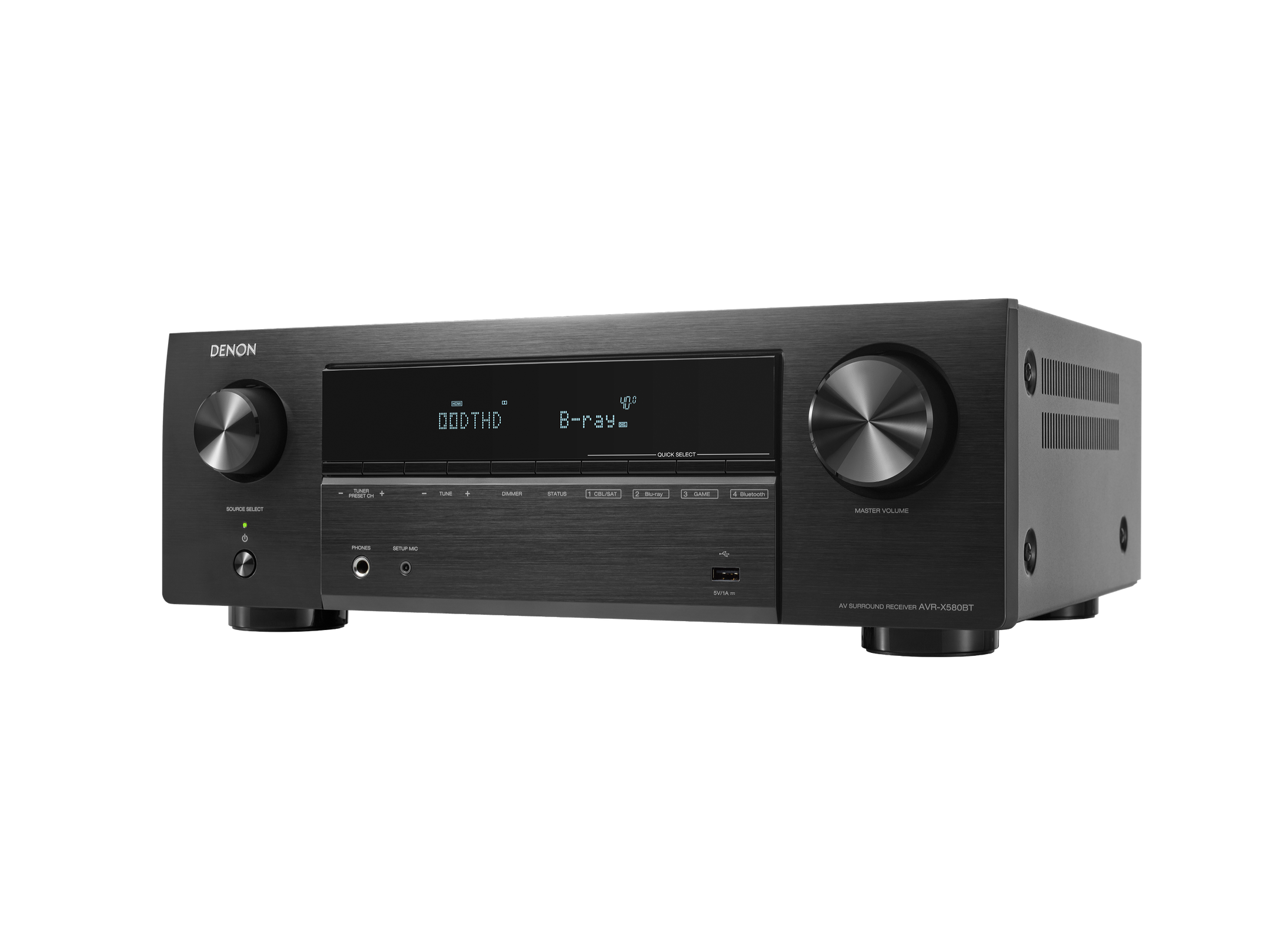 DENON AVR-X580BT - Receiver AV, 8K, 5.2 Canais, HDR10+, Dolby Vision e Dynamic HDR, ARC/eARC, Dolby TrueHD e DTS-HD Master Audio, 70 Watts - Imagem 2