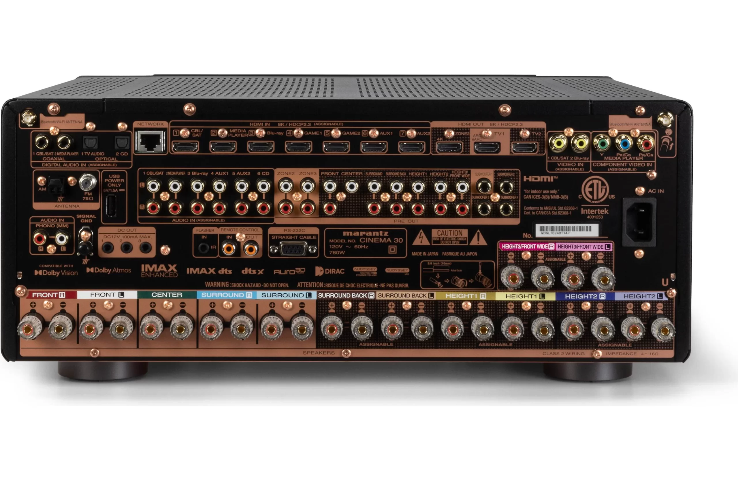 MARANTZ CINEMA 30 - Receiver AV 8k, 11.4 Canais, Dolby Atmos®, Bluetooth®, Apple Airplay®2, Amazon Alexa, 140 Watts - Imagem 4