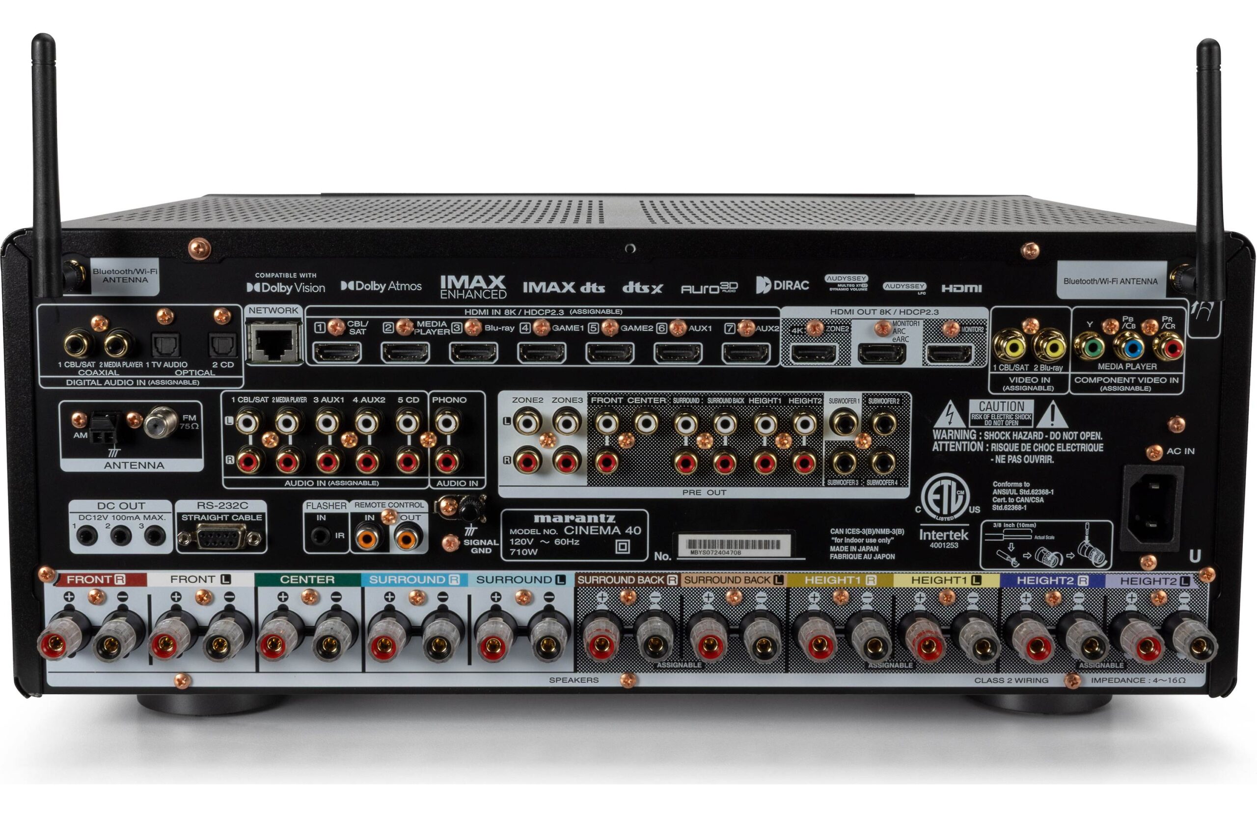 MARANTZ CINEMA 40 - Receiver AV 8K, 9.4 Canais, Dolby Atmos®, Bluetooth®, Apple Airplay® 2, Amazon Alexa, 125 Watts - Imagem 4