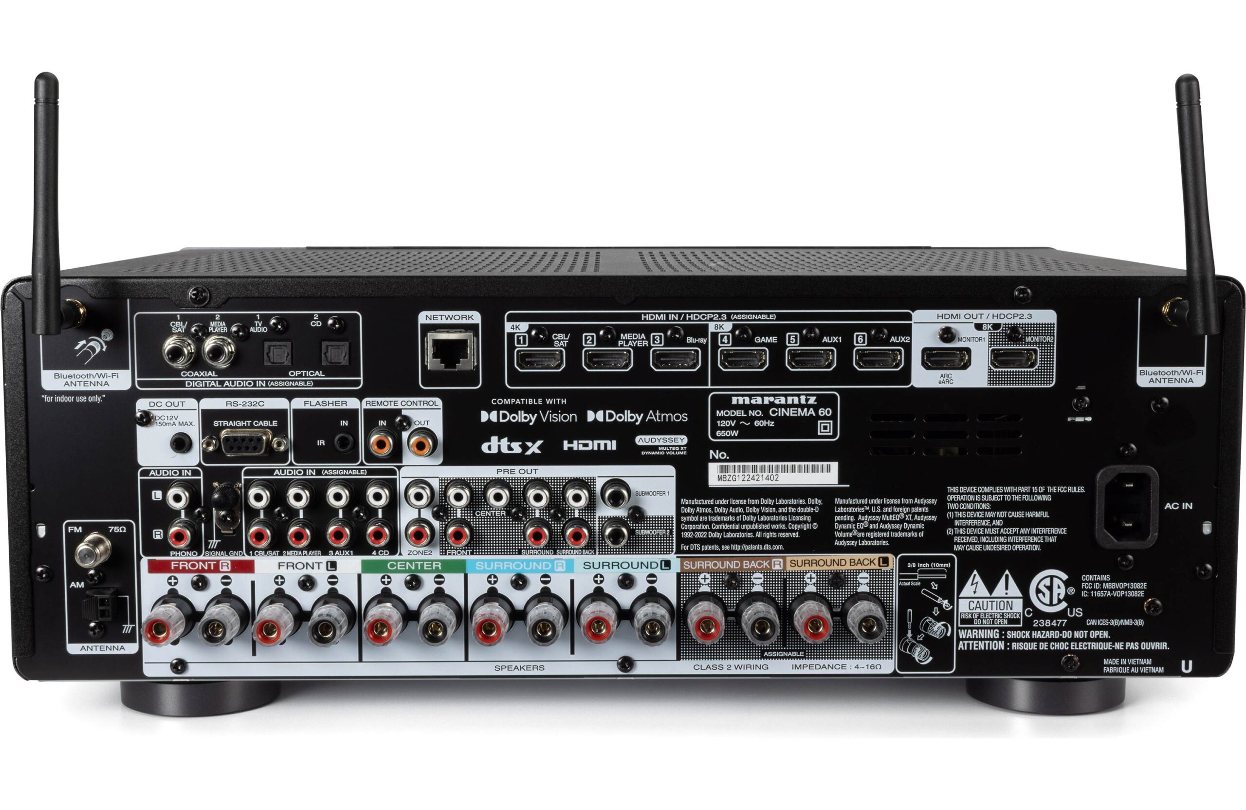 MARANTZ CINEMA 60 - Receiver AV 8k, 7.2 com Dolby Atmos®, Bluetooth®, Apple AirPlay® 2, e Amazon Alexa, 100 Watts - Imagem 4