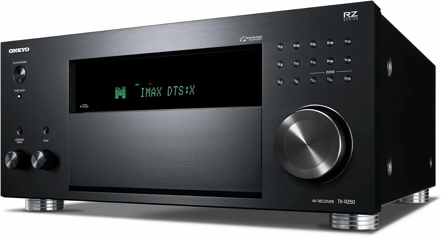 ONKYO TX-RZ50 - Receiver AV 8K, 9.2. Canais, HDR10+, HLG, Dolby Vision, THX, Dolby Atmos, DTS:X e Auro-3D, 120 Watts