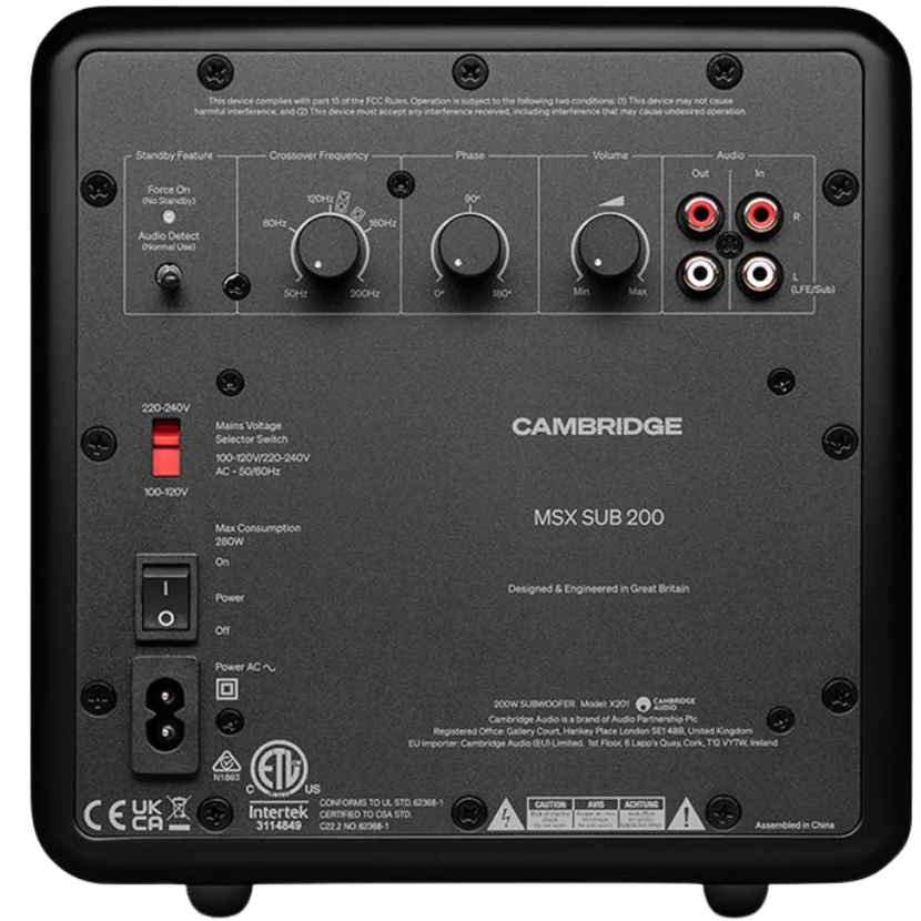 CAMBRIDGE AUDIO MSX SUB 200 - Subwoofer Compacto Ativo 8", 200 Watts - Imagem 3