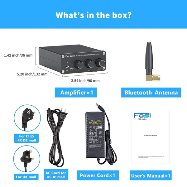 FOSI AUDIO BL20A BT Amplificador Integrado, 60 Watts - Imagem 3