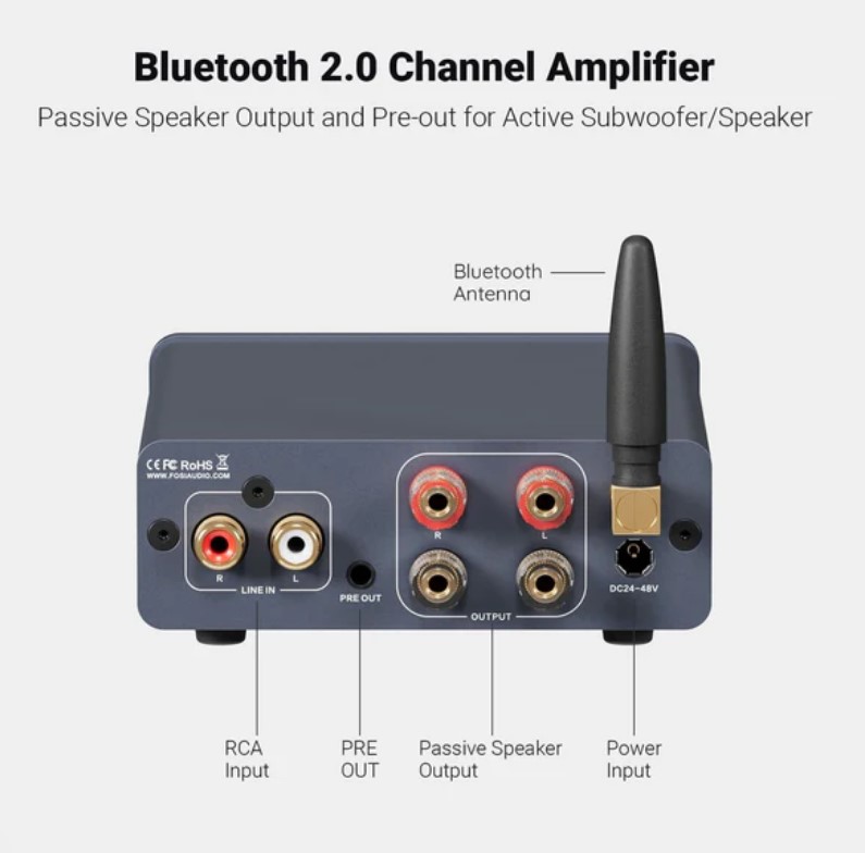 FOSI AUDIO BT20A Amplificador Integrado, 60 Watts - Imagem 3