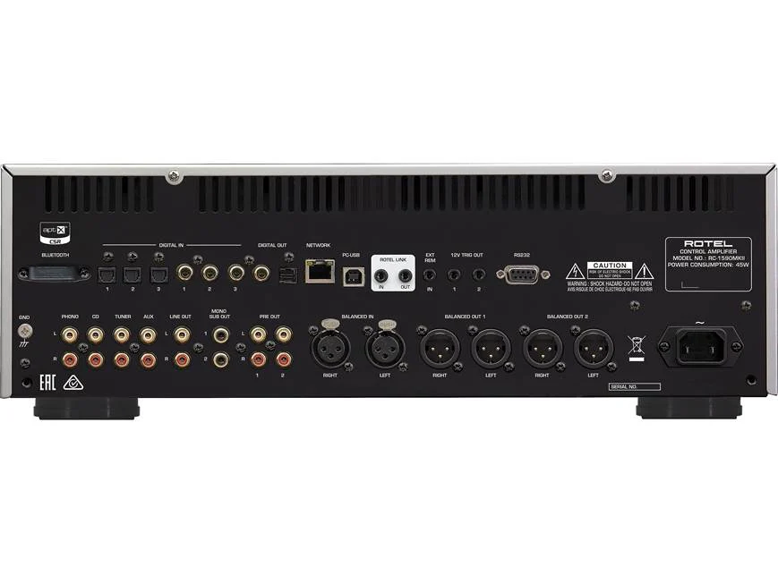 ROTEL RC-1590 MKII Pré-Amplificador com MM Phono, Bluetooth, Tone Control e DAC - Imagem 5