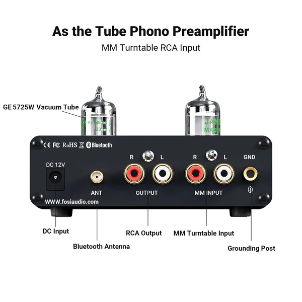 FOSI AUDIO BOX X3 Pré-Amplificador de Phono MM, Bluethooh - Imagem 4