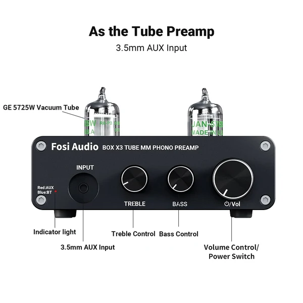 FOSI AUDIO BOX X3 Pré-Amplificador de Phono MM, Bluethooh - Imagem 2