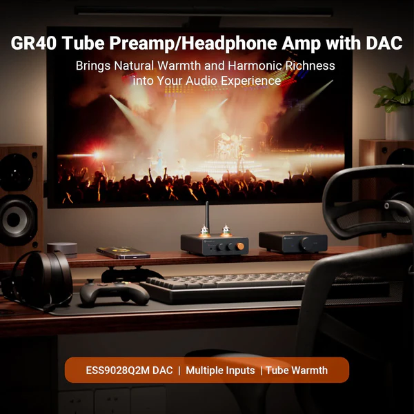 FOSI AUDIO GR40 Pre-Amplificador e Amplificador de Fone Valvulado, DAC, Bluetooth - Imagem 2