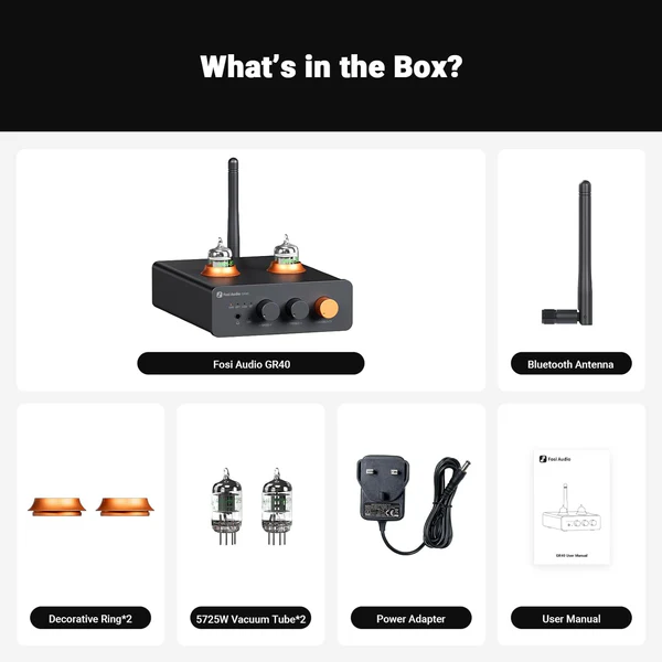 FOSI AUDIO GR40 Pre-Amplificador e Amplificador de Fone Valvulado, DAC, Bluetooth - Imagem 3