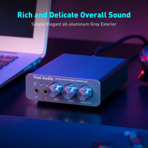 FOSI AUDIO K5 Pro Gaming DAC Amplificador de Fone e Pré-Amplificador - Imagem 3